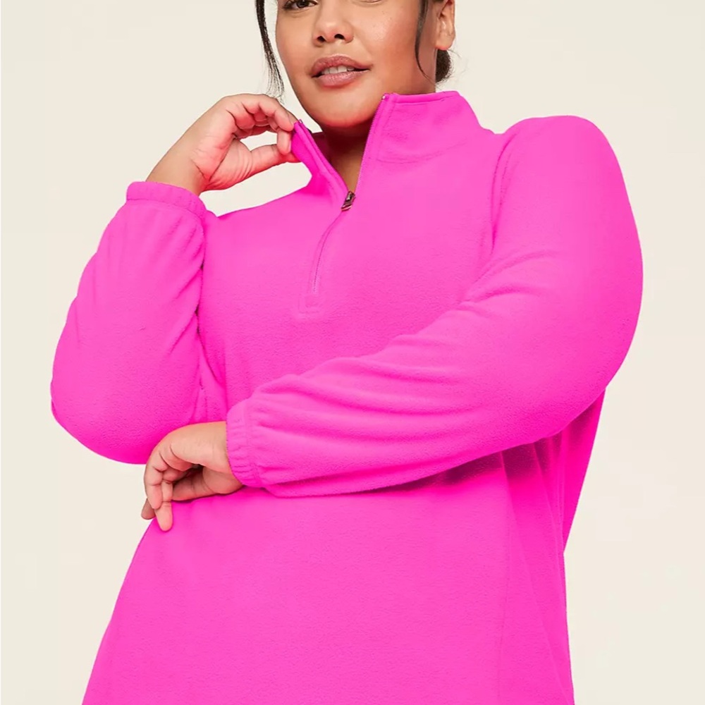 NWT.  Pink Oversized Sweatshirt with Puff Sleeves and Polo Collar